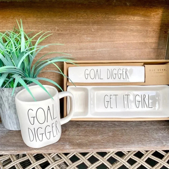 LAST ONE! NEW Rae Dunn GOAL DIGGER/GET IT GIRL - Desk Plaque & Tray Organizer - Picture 12 of 14